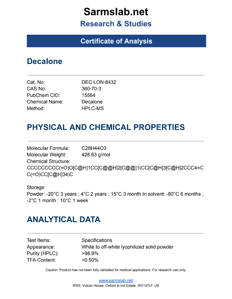 Decalone – 19-Nor Prohormone for Advanced Anabolic Research