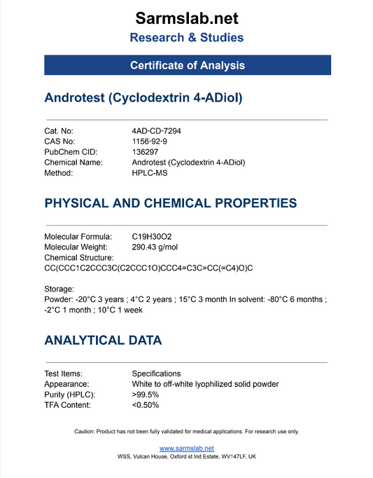 Androtest – Prohormone Cyclodextrin 4-ADiol for Testosterone & Muscle Growth Research