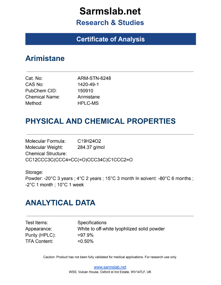 Arimistane 100mg – Lab-Grade Estrogen Blocker for PCT Research